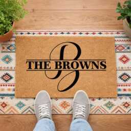 Modern Script Family Name Doormat - Custom Home Welcome Mat - thumbnail 4