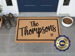 Modern Script Family Name Doormat - Custom Home Welcome Mat - thumbnail 1