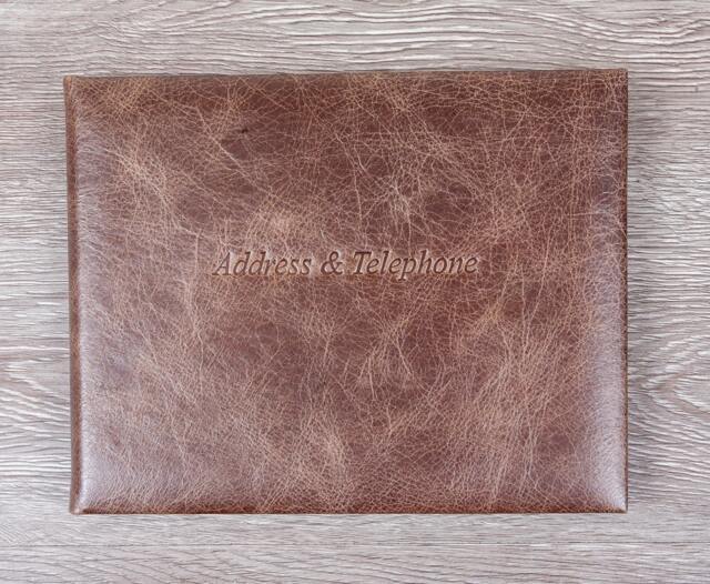 Handmade Italian Leather Address Book A5 Landscape Desk Contacts - image 1