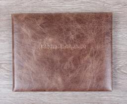 Handmade Italian Leather Address Book A5 Landscape Desk Contacts - thumbnail 1