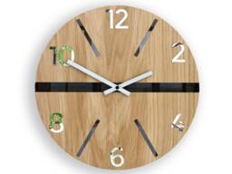 Wall Clock in Scandinavian Style White, Black & Mirror. Large Wood Wood_King 33, 5cm/13, 19