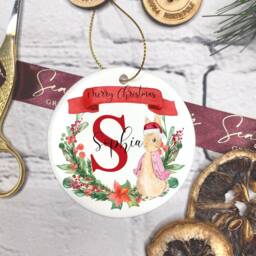 Personalised Christmas Ornament, Keepsake, Hanging Decoration, Ornament. Bunny Rabbit Ornament - thumbnail 2