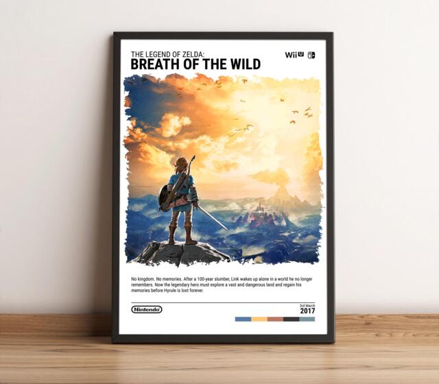 The Legend Of Zelda Breath The Wild - 2017 Poster - Video Game Art Print Gaming Gift A5-A4-A3-A2-A1 Unframed Canvas For Frame - image 1