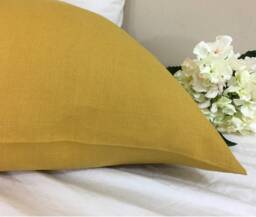 Mustard Gold Linen Euro Sham Cover, Yellow Pillowcase - All Sizes, 16x16, 18x18, 20x20, 24x24, 26x26, Or Custom Size - thumbnail 1