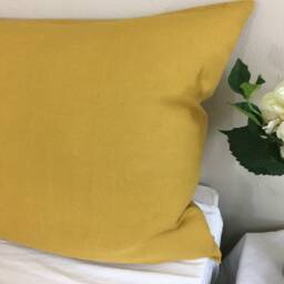 Mustard Gold Linen Euro Sham Cover, Yellow Pillowcase - All Sizes, 16x16, 18x18, 20x20, 24x24, 26x26, Or Custom Size - thumbnail 3