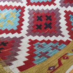 Classic Kilim Rug, Handmade Artisan Afghan Turkish Scandinavian Navajo Bohemian Natural Wool Flatweave Multicolour Rug 179x129 cm - thumbnail 4