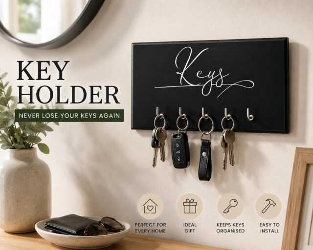 Handmade Wall Mounted Key Holder With 5 Hooks - image 1