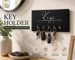 Handmade Wall Mounted Key Holder With 5 Hooks - thumbnail 1