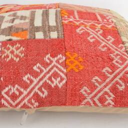 Kilim Pillow Patchwork Wool , Front Side Patchwork Unico, 40x40 cm .16x16Inc , Kilim Cover, Home D??cor , Throw Decorative - thumbnail 3