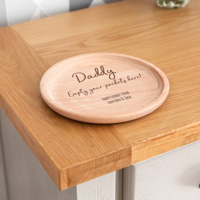 Accessory Tray - Empty Your Pockets Here Personalised Holder Coin Key Wooden Gift For Dad Lc550 - image 1