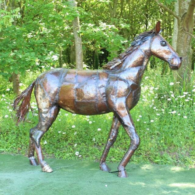 Recycled Metal Horse Garden Sculpture, Statue, Ornament, Handcrafted Life Size Pony Sculpture