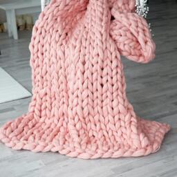 Chunky Knit Blanket, Merino Wool Chunky Throw Woven Personalized Custom Blanket - thumbnail 4