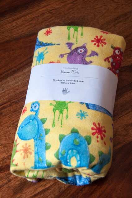 Handmade Little Monsters Fitted Flannel Cot Sheet - image 1