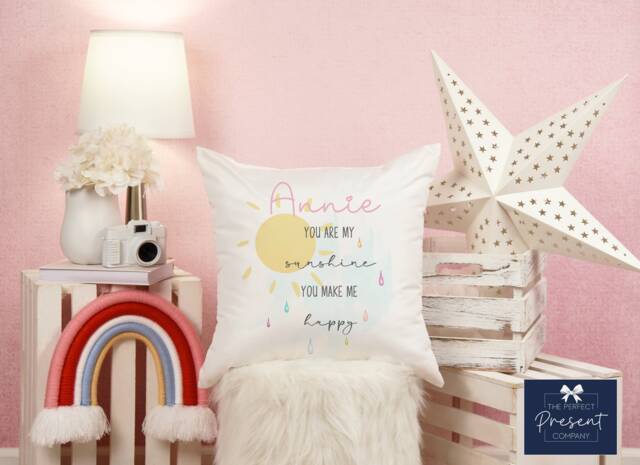 Personalised Kids Cushion - You Are My Sunshine Are Kid's Nursery Decor Positive Affirmation - image 1