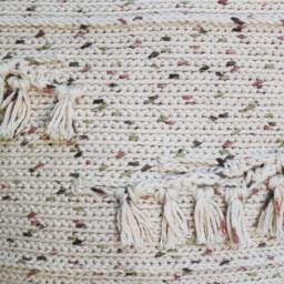 Crochet Throw Pillow/Cotton/Cream Fringe/Decorative Pillow, 14 X - thumbnail 3
