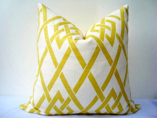 Braemore Secret Garden Pillow Cover - Yellow Geometric Linen Cushion