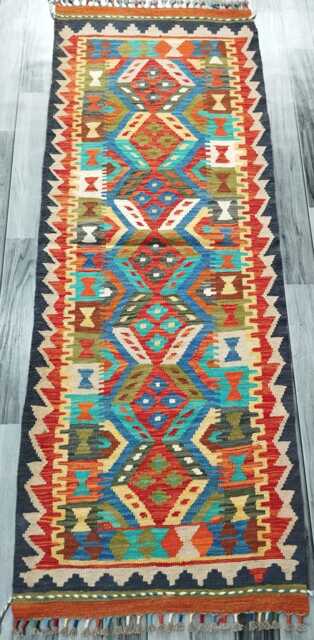 Heritage Tribal Runner, Handmade Artisan Afghan Turkish Scandinavian Navajo Bohemian Flatweave Wool Multicolour Kilim Runner Rug 190x70 cm - image 1