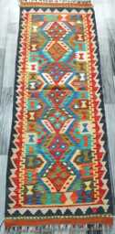 Heritage Tribal Runner, Handmade Artisan Afghan Turkish Scandinavian Navajo Bohemian Flatweave Wool Multicolour Kilim Runner Rug 190x70 cm - thumbnail 1