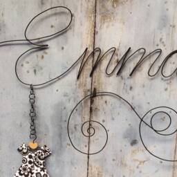 Wire First Name, Customizable Emma, Origami Dress, Children's Room Wall Decoration, Birth Gift Idea, Christening - thumbnail 4