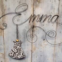 Wire First Name, Customizable Emma, Origami Dress, Children's Room Wall Decoration, Birth Gift Idea, Christening - thumbnail 2