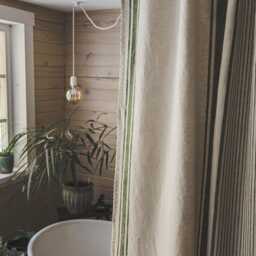 French Linen Shower Curtain - Striped Farmhouse With Waterproof Liner Handmade Natural Bathroom Decor Custom Sizes - thumbnail 4