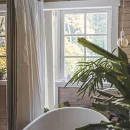 French Linen Shower Curtain - Striped Farmhouse With Waterproof Liner Handmade Natural Bathroom Decor Custom Sizes - thumbnail 2