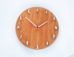 Basketball Clock Sport Gift For Sportsmen, Home Decor Wood Wall With Basketball Players, Son Boys - thumbnail 1