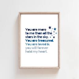 Boys Nursery Prints, Wall Art, Bedroom Affirmation Quotes, You Are Loved, Blue - thumbnail 2