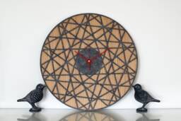 Large Wall Clock - Gray Felt Polygonal Silent Living Room Clock, & Wood Geometric Modern Kitchen Clocks - thumbnail 1