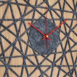 Large Wall Clock - Gray Felt Polygonal Silent Living Room Clock, & Wood Geometric Modern Kitchen Clocks - thumbnail 3
