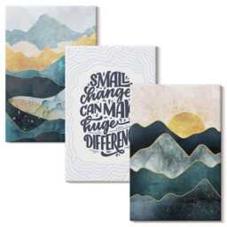 3 Piece Canvas Set - Mountain Landscapes Inspirational Text, Turquoise Wall Art Print, Abstract Hanging - thumbnail 2