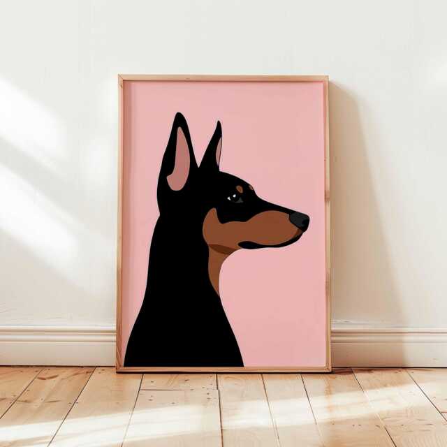 Doberman Poster, Dog Print, Wall Art, Pet Decor, Guard Illustration, Pinscher Lover Gift, Animal Prints - image 1