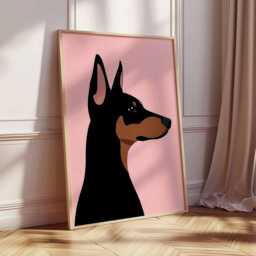 Doberman Poster, Dog Print, Wall Art, Pet Decor, Guard Illustration, Pinscher Lover Gift, Animal Prints - thumbnail 2