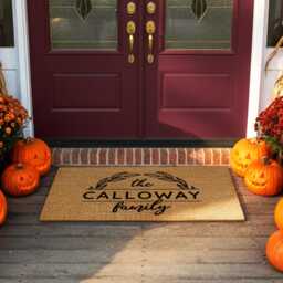 Elegant Personalized Welcome Mat For Housewarming, Wedding, Or New Home Gift - Doormat With Floral Vine Design Rustic Entryway D??cor - thumbnail 3