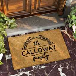 Elegant Personalized Welcome Mat For Housewarming, Wedding, Or New Home Gift - Doormat With Floral Vine Design Rustic Entryway D??cor - thumbnail 2