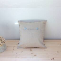 Hydrangea Pillow Cover, Linen Cotton Floral Cushion - 16x16 - thumbnail 3