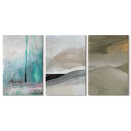 Canvas Set Of 3 Wall Art - Painted Minimalist Decorations, Gray Print, Abstract Hanging Piece - thumbnail 2