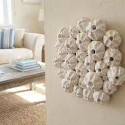Textured Dimensional Sea Urchins Wall Art White Clay Nautical Sculpture Plaque For Beach House - thumbnail 3