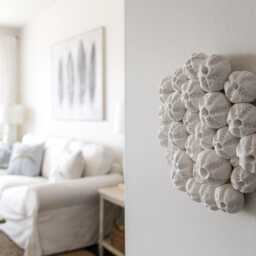 Textured Dimensional Sea Urchins Wall Art White Clay Nautical Sculpture Plaque For Beach House - thumbnail 2