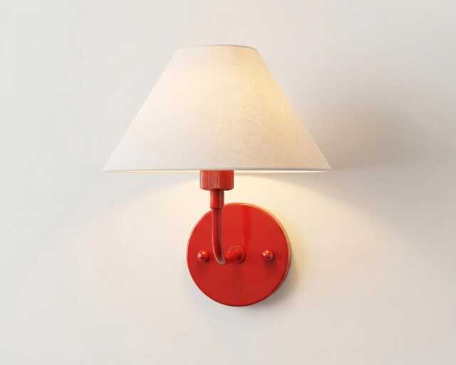 Wall Light Red Modern Fabric Shade Sconce, Luxury Nordic Bedroom Bedside Lamp, Minimalist Home Lighting Fixture - image 1