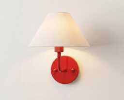 Wall Light Red Modern Fabric Shade Sconce, Luxury Nordic Bedroom Bedside Lamp, Minimalist Home Lighting Fixture - thumbnail 1
