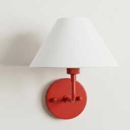 Wall Light Red Modern Fabric Shade Sconce, Luxury Nordic Bedroom Bedside Lamp, Minimalist Home Lighting Fixture - thumbnail 2