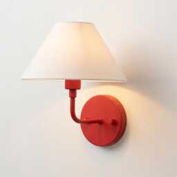 Wall Light Red Modern Fabric Shade Sconce, Luxury Nordic Bedroom Bedside Lamp, Minimalist Home Lighting Fixture - thumbnail 3