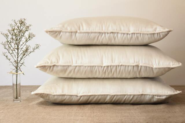 Luxury Organic Wool Filled Pillow Handmade Cotton Cover - 20x26In, 1Pc. - Us Duty Paid - image 1