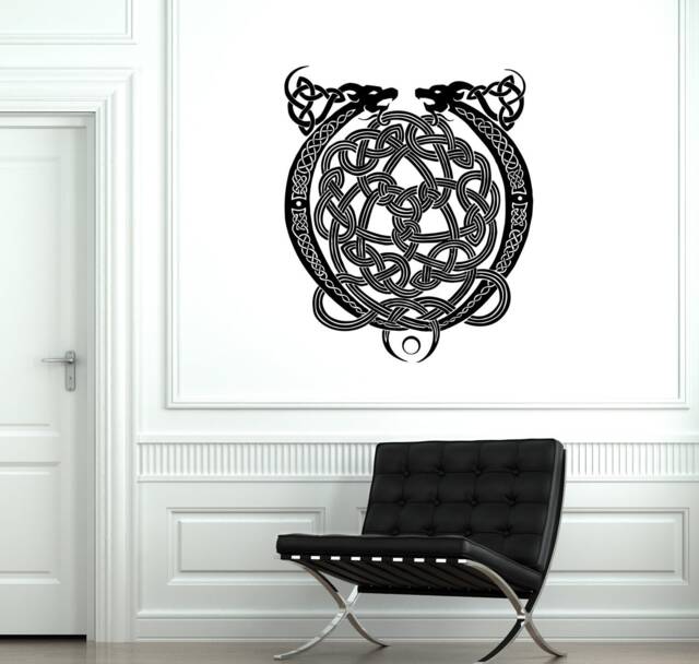 Vinyl Wall Decal Celtic Dragons Knot Irish Amulet Talisman Guaranteed Quality Decor Stickers Mural - #2072Di - image 1