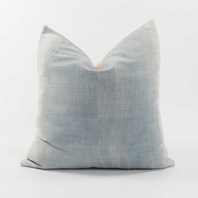 Vintage Indigo Hemp Pillow Cover, White Stripe, Tribal Rustic Accent - 20x20 - image 1