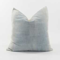 Vintage Indigo Hemp Pillow Cover, White Stripe, Tribal Rustic Accent - 20x20 - thumbnail 1