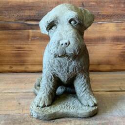 Stone Garden Large Sitting Schnauzer Dog Statue Ornament - thumbnail 2