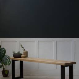 Konk ??? Sage Bench [Metal Legs] Bespoke Sizes Available Oak & Steel Indoor Dining Seat, Modern Industrial Low Table - thumbnail 2