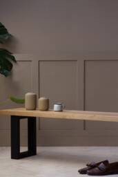 Konk ??? Sage Bench [Metal Legs] Bespoke Sizes Available Oak & Steel Indoor Dining Seat, Modern Industrial Low Table